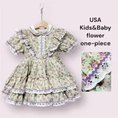 vintageヴィンテージワンピース花柄レースティアードレトロUSA海外古着