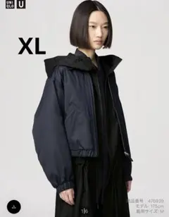 完売品　ユニクロU 25SS ジップアップショートブルゾン XL ブラック