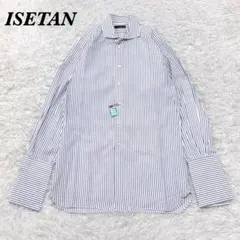 【美品】 ISETAN MEN'S 長袖シャツ ブルー ストライプのサムネイル