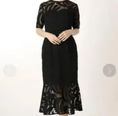 ラグナムーン リーフエンブロイダリー レース ワンピース ドレス 黒　Ｍ　美品