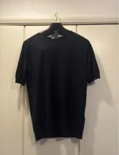 土日限定9500JOHN SMEDLEY ネイビー ニットTシャツ Lサイズのサムネイル