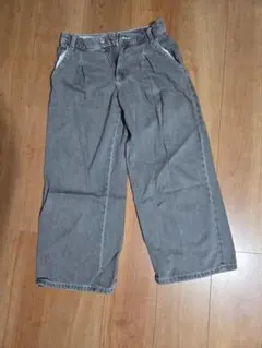 キッズ デニム ワイドパンツ グレーのサムネイル