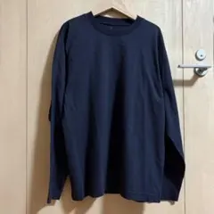 無印良品　天竺編みクルーネック長袖Ｔシャツ　S ダークネイビーボーダー