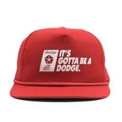 90s 韓国製 DODGE ビンテージ トラッカー キャップ 企業 プリント 赤