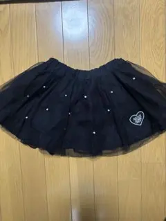黒いチュールスカート 100cm~ パール付き