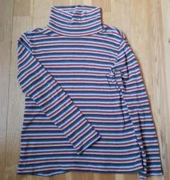 UNIQLO キッズ タートルネックカットソー 150cm ストライプ