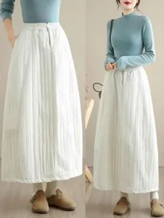 Aライン ロングスカート 柔らかくて 気質満点 無地 暖かい 冬物コーデ