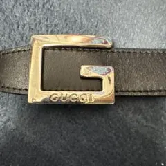 GUCCI ブラックレザーベルト Gロゴバックル