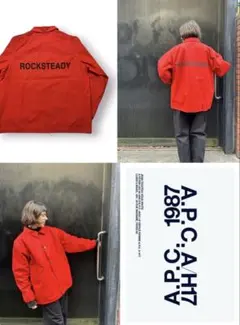 90s A.P.C. Men ROCKSTEADY COACH JACKET 赤のサムネイル