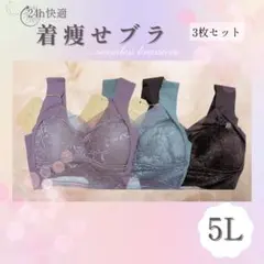 シームレスブラ ノンワイヤー 5L ブラック系 3枚セット ナイトブラ 着痩せ