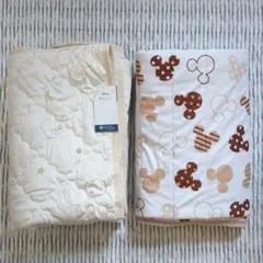 新品☆ミッキーシルエット敷きパッド☆シングルサイズ起毛素材☆中古１枚おまけのサムネイル