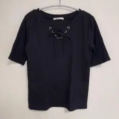 Ray Cassin レースアップ 黒 半袖Tシャツのサムネイル