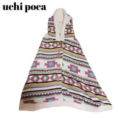 美品✨uchipoca（M〜L）ポンチョ　フード付き　マイクロファイバー　総柄