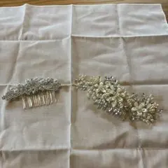 ウェディング ヘッドドレス 花モチーフ 2点セット