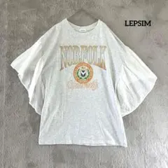 レプシィム カレッジロゴ 半袖Tシャツ フリル袖 グレー ゆったり カジュアルのサムネイル