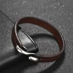 ブレスレット レザー メンズ レディース バングル S 革 ブラウン E
