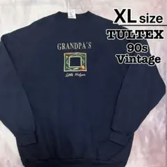 USA古着　90s　TULTEX　スウェット　XL　ネイビー　ワッペン　裏起毛