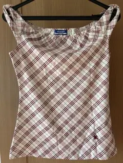 BURBERRY BLUE LABEL チェック柄 ノースリーブ キャミソール バーバリーブルーレーベル BURBERRY BLUE LABEL 肩リボン ノバ