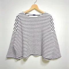 ★ ichi ワイド ドロップショルダー 起毛 ボーダー カットソー