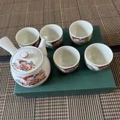 花柄急須と茶碗セット，九谷燒