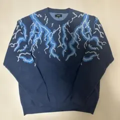 BEAMS ライトニング柄 クルーネックニット ネイビー supremeのサムネイル