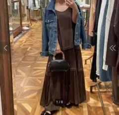 ラウンジドレス　サテンティアードワンピース　 ブラウン セール】【3サイズ展開】サテンティアードキャミワンピース