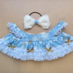 ラボット服 LOVOT ハンドメイド クリスマス 雪の結晶ライトブルーA