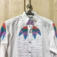 ラングラー wrangler 古着 ネイティブフェザー シャツ 個性派