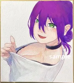 手描きイラスト　チェンソーマン　レゼ　色紙　アナログ　ファンアート　アクリル