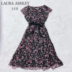 美品 ローラアシュレイ ロングワンピース Aライン フレア 花柄 総柄　Lサイズ