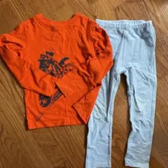 Lands' End オレンジ バイクプリント Tシャツとレギンスセット