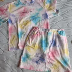 x-girl stages☆セットアップ タイダイ柄Tシャツ＆スカート 140のサムネイル