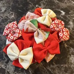 ヘッドドレス 髪飾り 着物リメイク 七五三 753 卒業式 赤 和装