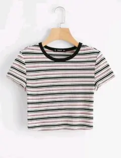 SHEIN ストライプ クロップドTシャツ