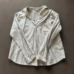 Samansa Mos2 ベージュストライプ 長袖シャツ