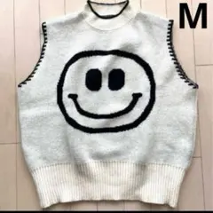 美品 白と黒 ボトルネックベスト.セーターMサイズ