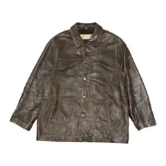 【XL】90s コロンビア レザー カーコート Columbia ジャケット 茶