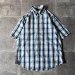 00s Carhartt チェックシャツ オンブレ調 半袖 L ブルー A260