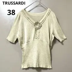 美品TRUSSARDI トラサルディ ラメ ニット カットソー 38 ゴールドのサムネイル