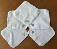 JHM様専用【5枚セット】タオルハンカチ　13cm 刺繍　無地　白　お受験