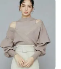 LagunaMoon フリルオフショルイヤードニットプルオーバー セーター