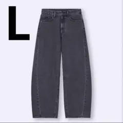 GU バレルレッグジーンズ丈標準ダークグレー　L