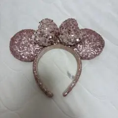 ピンク スパンコール ミッキー耳カチューシャ