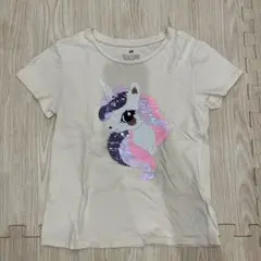 H&M 半袖Tシャツ ユニコーン スパンコール ベージュ　120cm
