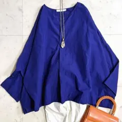 美品【大きいサイズ4】フォクシー ADEAM 極上シルク ギャザーブラウス 濃紺 FOXEY - 美品【大きいサイズ4】フォクシー ADEAM 極上シルク ギャザー