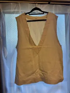 ディスコート　USコットンフリンジ深Vベスト　アイボリー