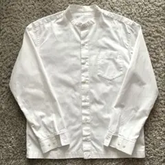 無印良品 超長綿 洗いざらし ブロード スタンドカラーシャツ 紳士 M ホワイト