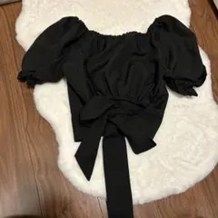 黒いリボン付きオフショルダー（送料無料）