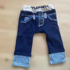 裏起毛　ネイビー ストライプ パンツ 80cm