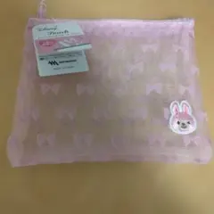 メッシュフラットポーチ ピンク うさぎのサムネイル